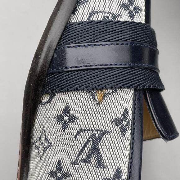 Louis Vuitton Mini Lin Navy And Grey Mules Size 38 US 8 - Picture 8 of 13